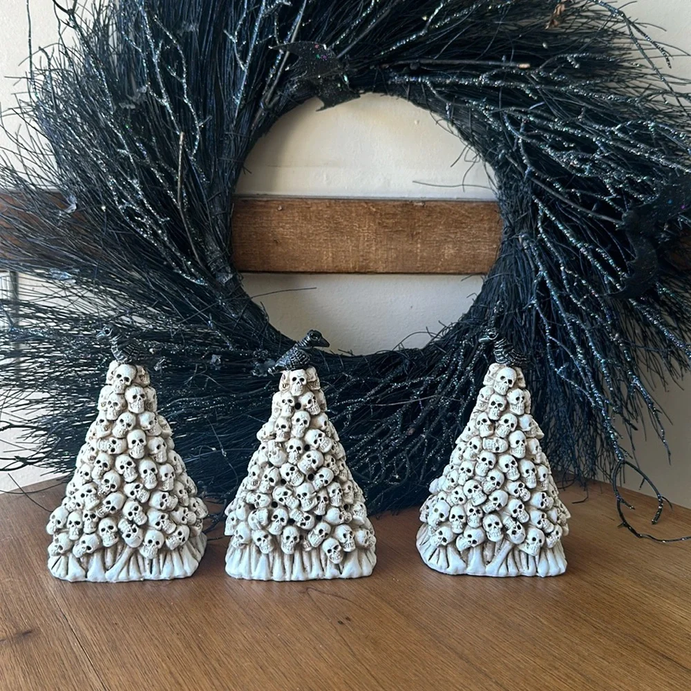 Target three Halloween light up skull trees with crows LED